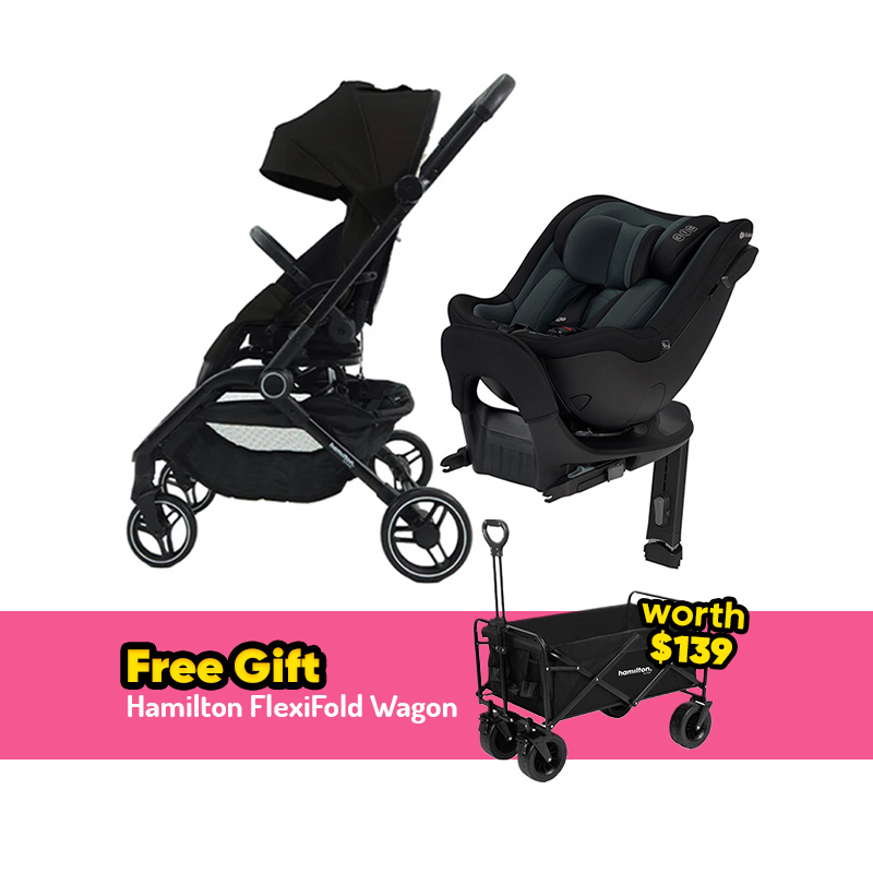 (Hamilton x Kinderkraft) Hamilton T1 Turnable Stroller + Kinderkraft I-GUARD i-Size Carseat Bundle